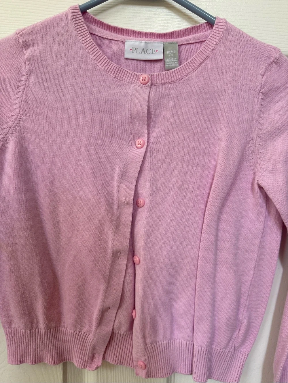 The Children's Place Light Pink Button-Up Crewneck Cardigan